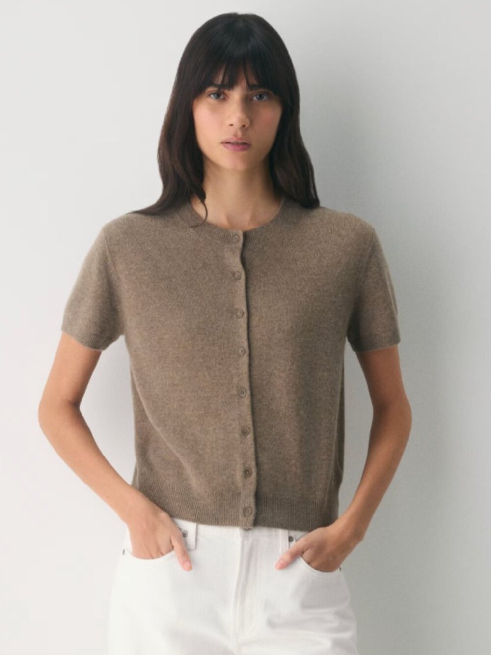 Artitzia Short-sleeve Cashmere Cardigan